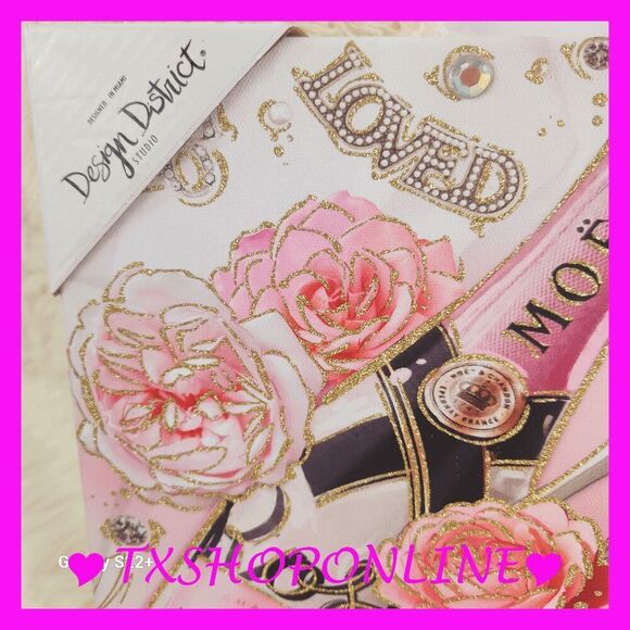 💕💕{Design District} Designer Framed Pink Bling Fashion Wall Art💟💟 New - Picture 5 of 6